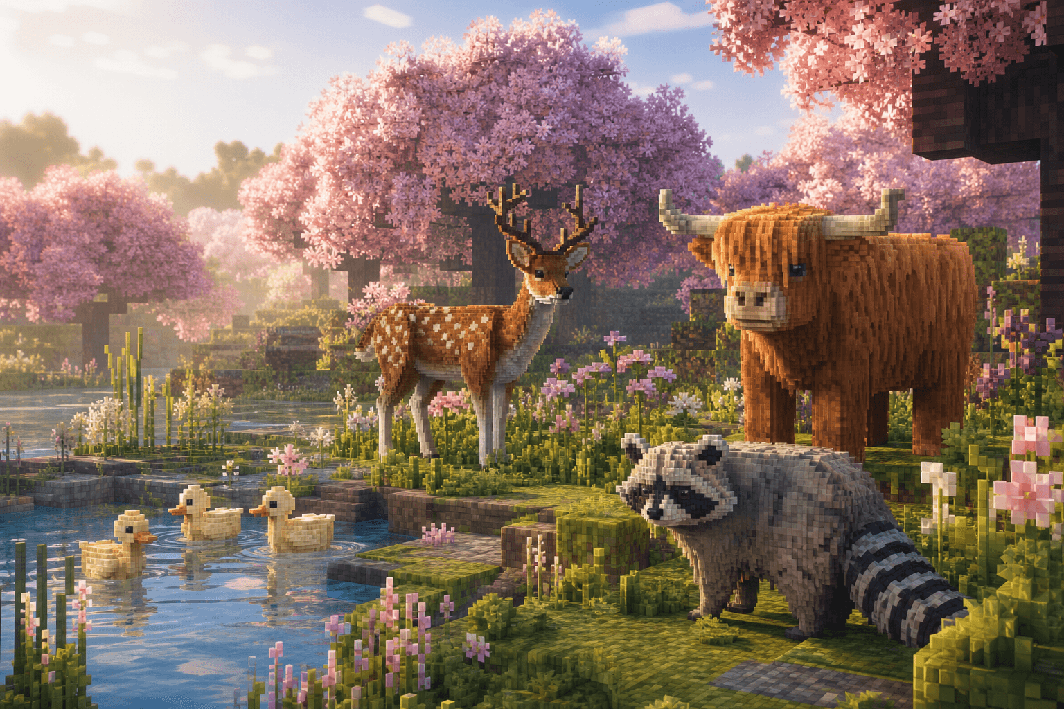 New voxel wildlife with detailed custom fur and feather textures